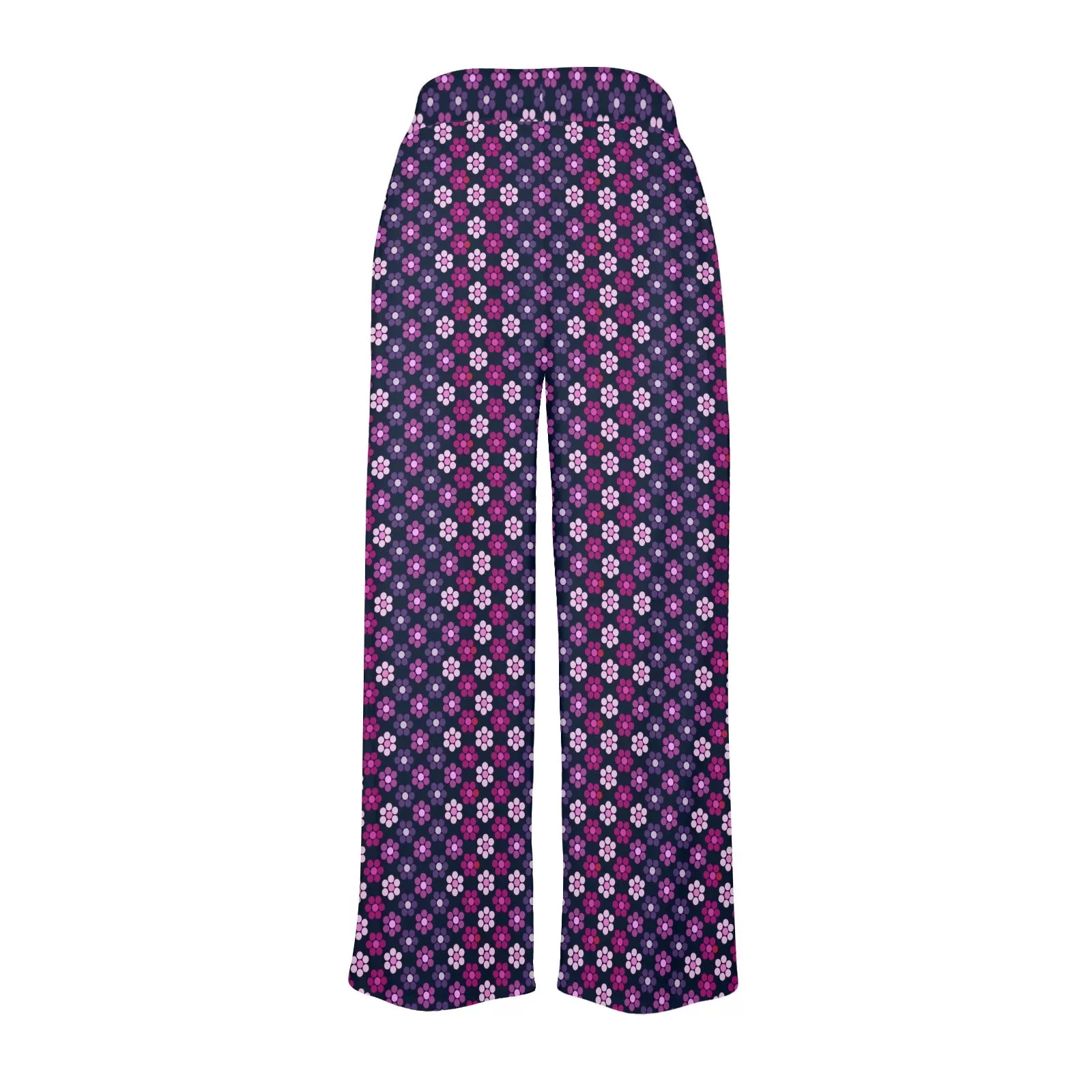 petals purple print 2 Women's Wide Leg Lounge Pants (Model L77)