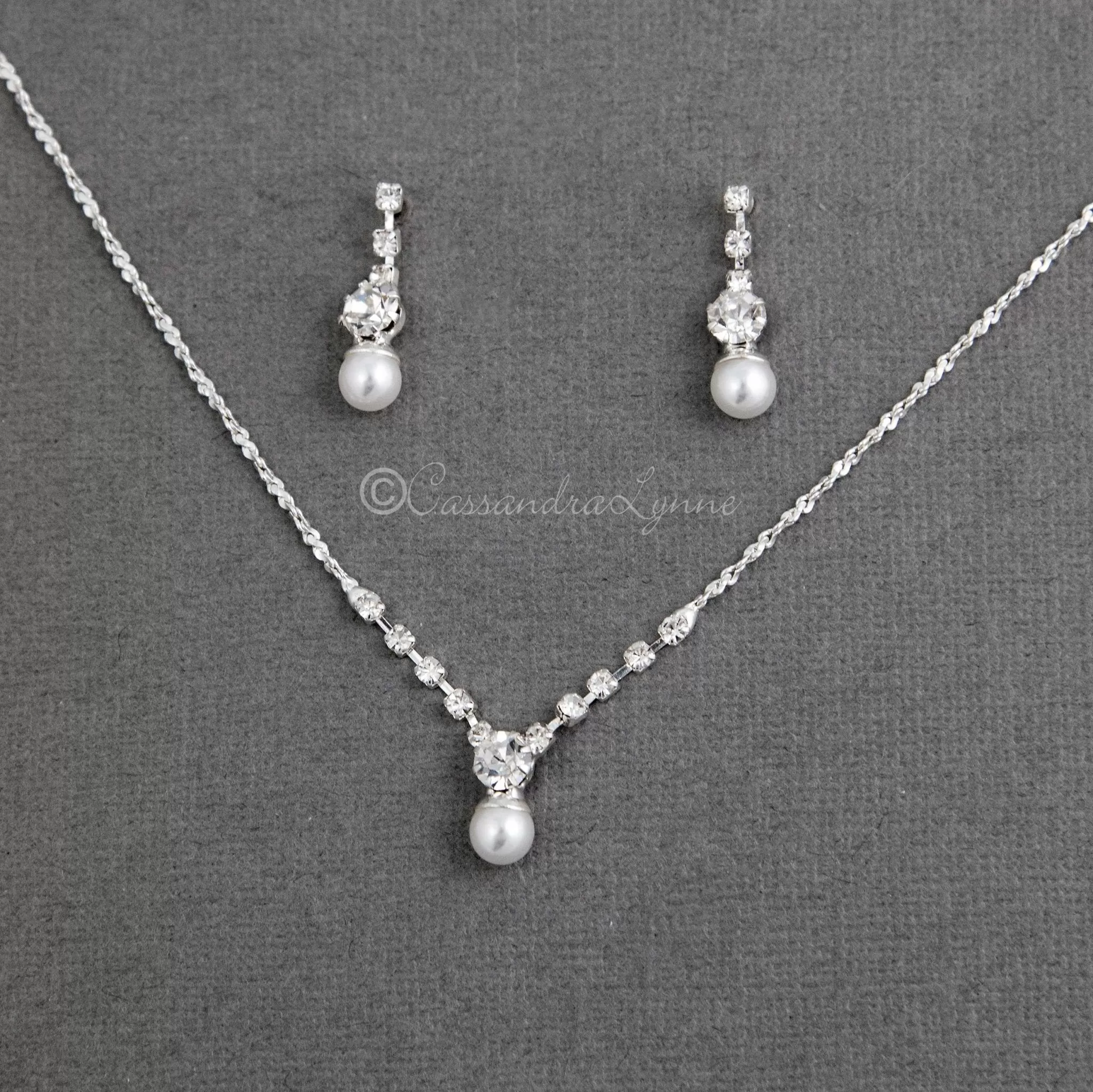 Petite Pearl Crystal Necklace Set