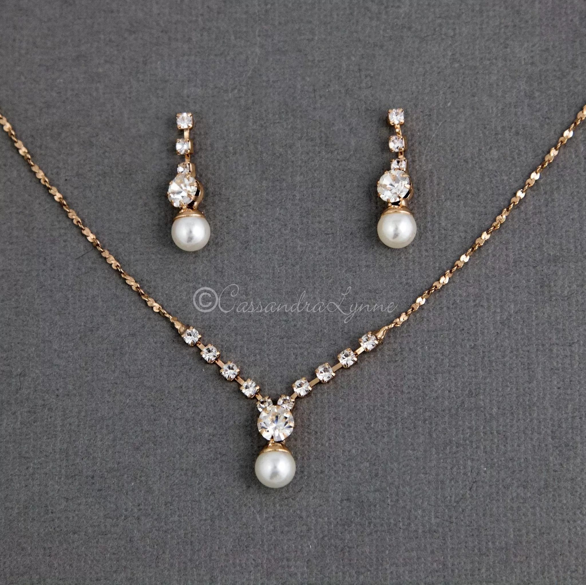 Petite Pearl Crystal Necklace Set