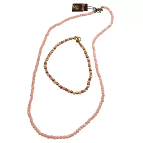 Pink Coral Necklace & Bracelet Set by Danecraft 14K Gold Filled