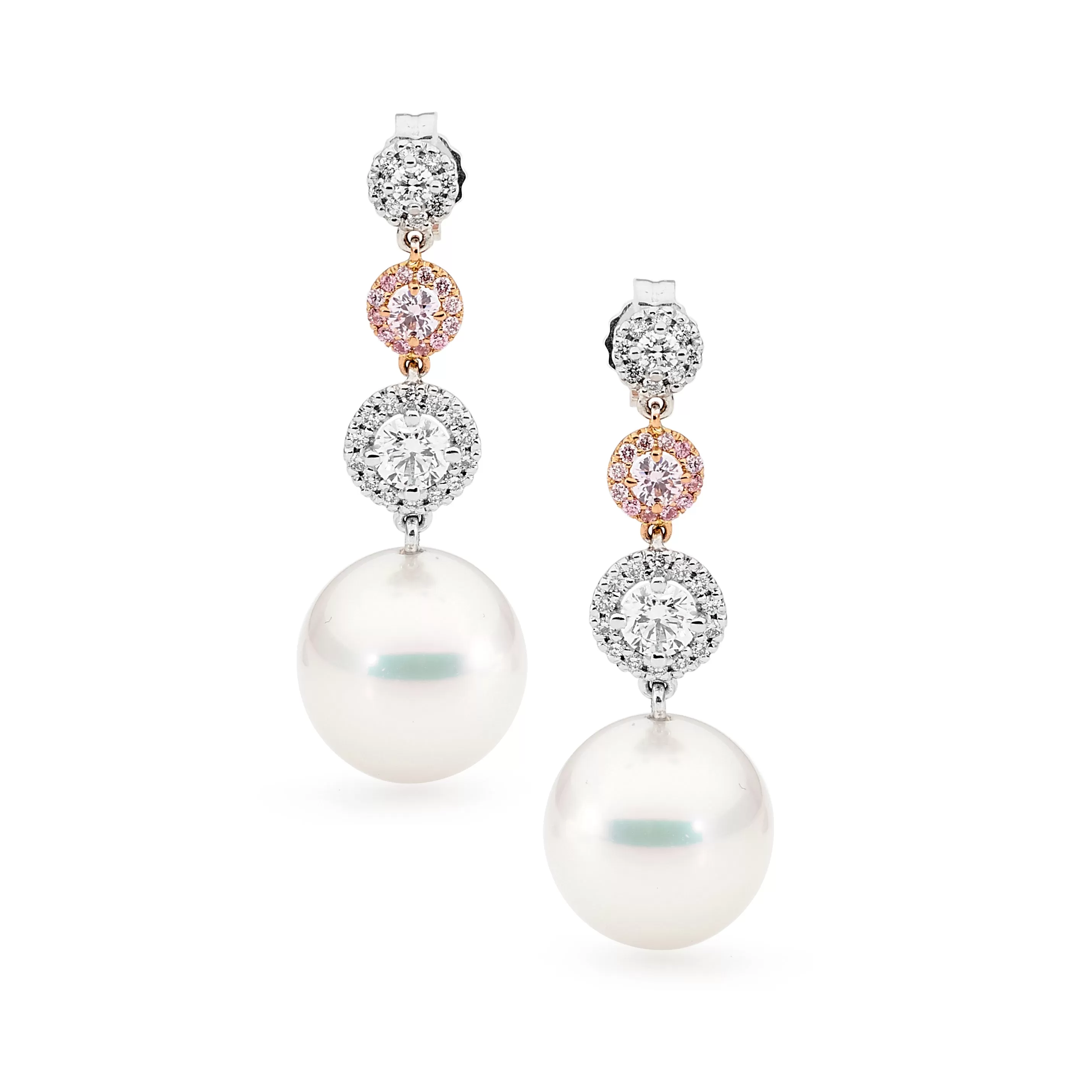 Pink Diamond Pearl Earrings