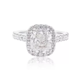 PLATINUM HENNE-FIT CATHEDRAL STYLE ENGAGEMENT RING WITH A 3.01CT CENTER DIAMOND