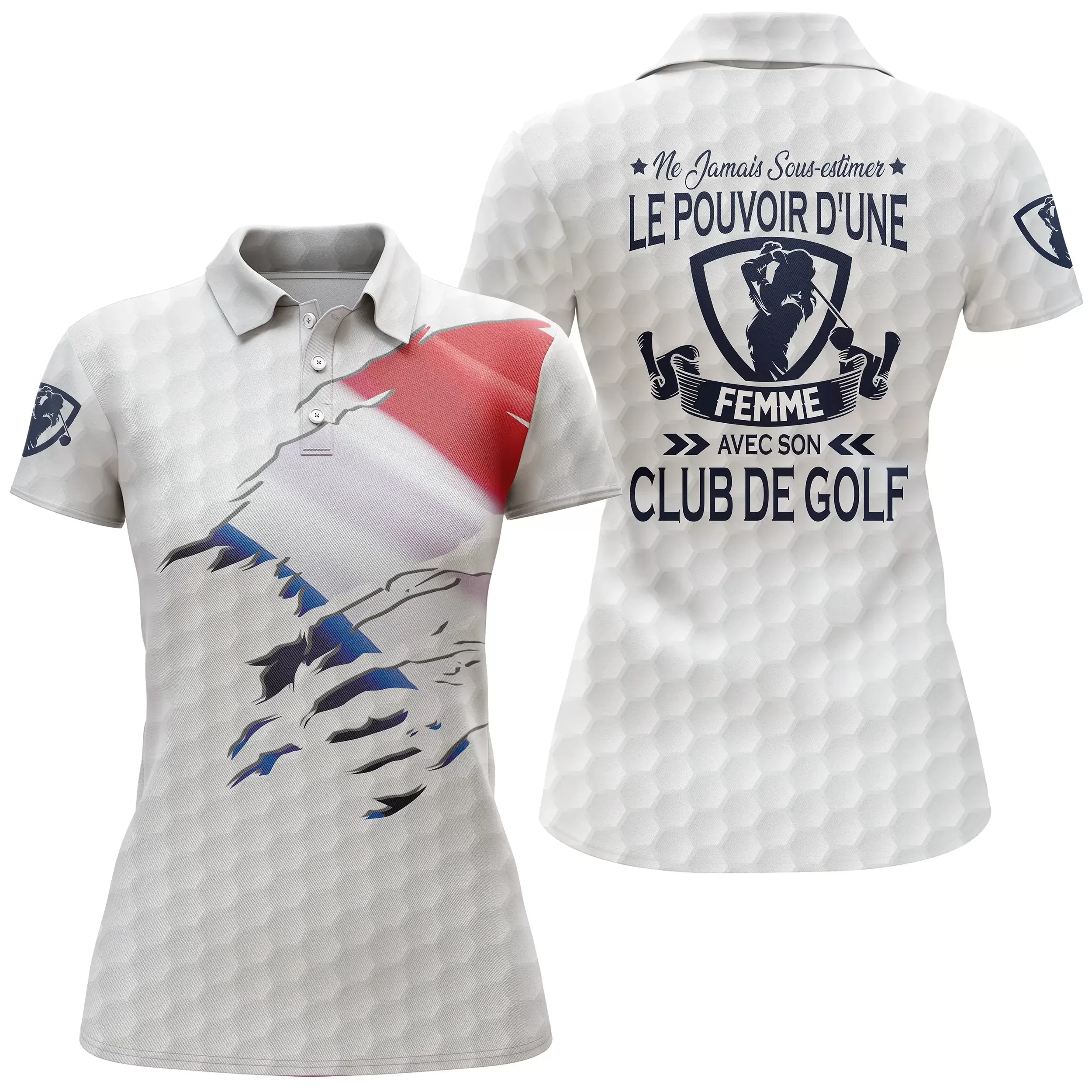 Polo de Golf, Idée Cadeau Humour Golfeur, Golfeuse, Ne Jamais Sous-Estimer Le Pouvoir d'un Homme, d'une Femme Avec son Club De Golf - CTS17052211