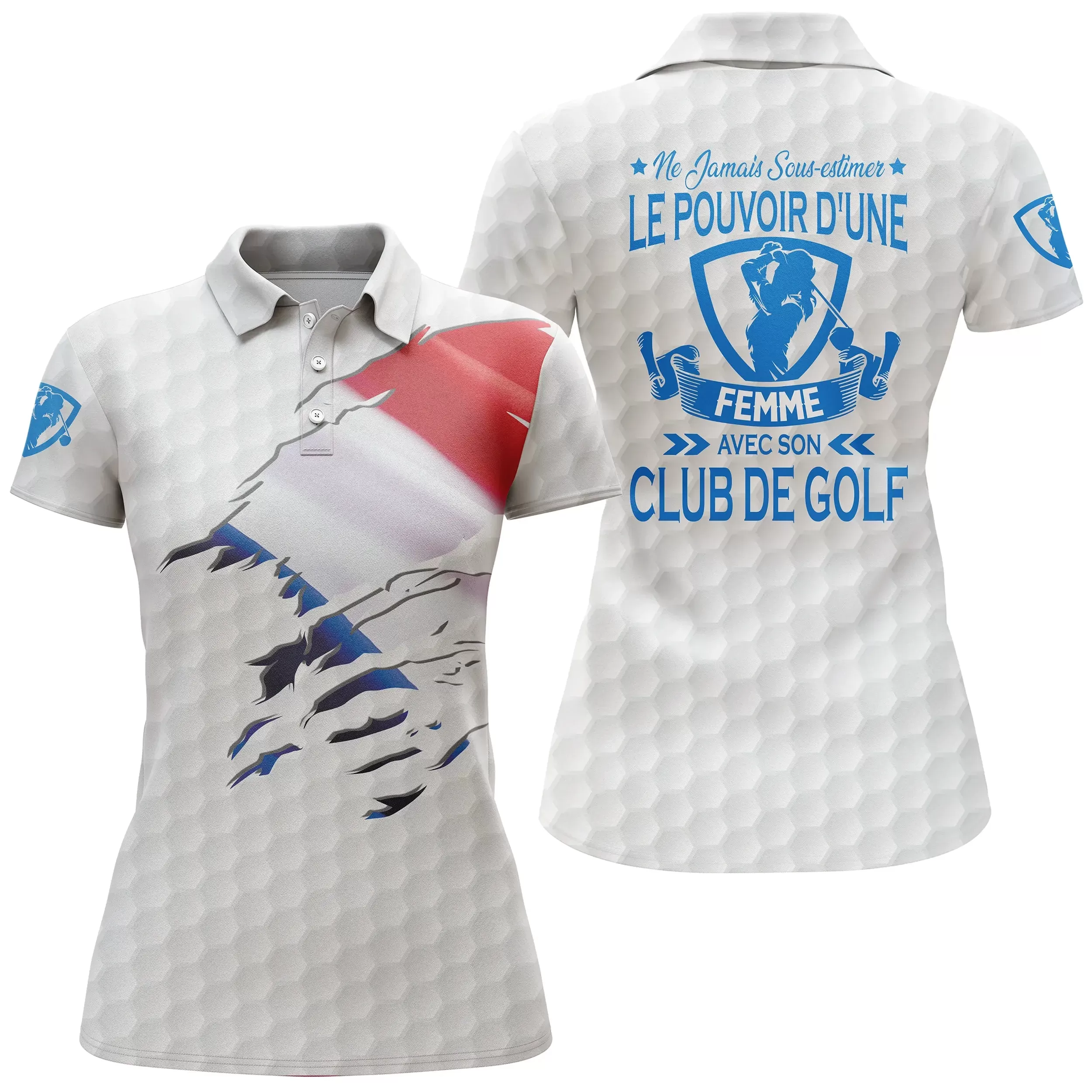 Polo de Golf, Idée Cadeau Humour Golfeur, Golfeuse, Ne Jamais Sous-Estimer Le Pouvoir d'un Homme, d'une Femme Avec son Club De Golf - CTS17052211