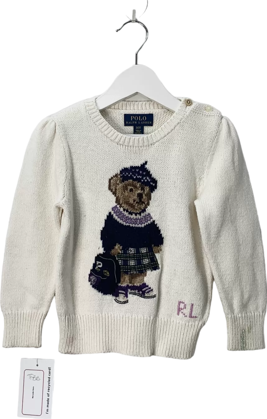 Polo Ralph Lauren White Polo Bear Jumper 3 Years