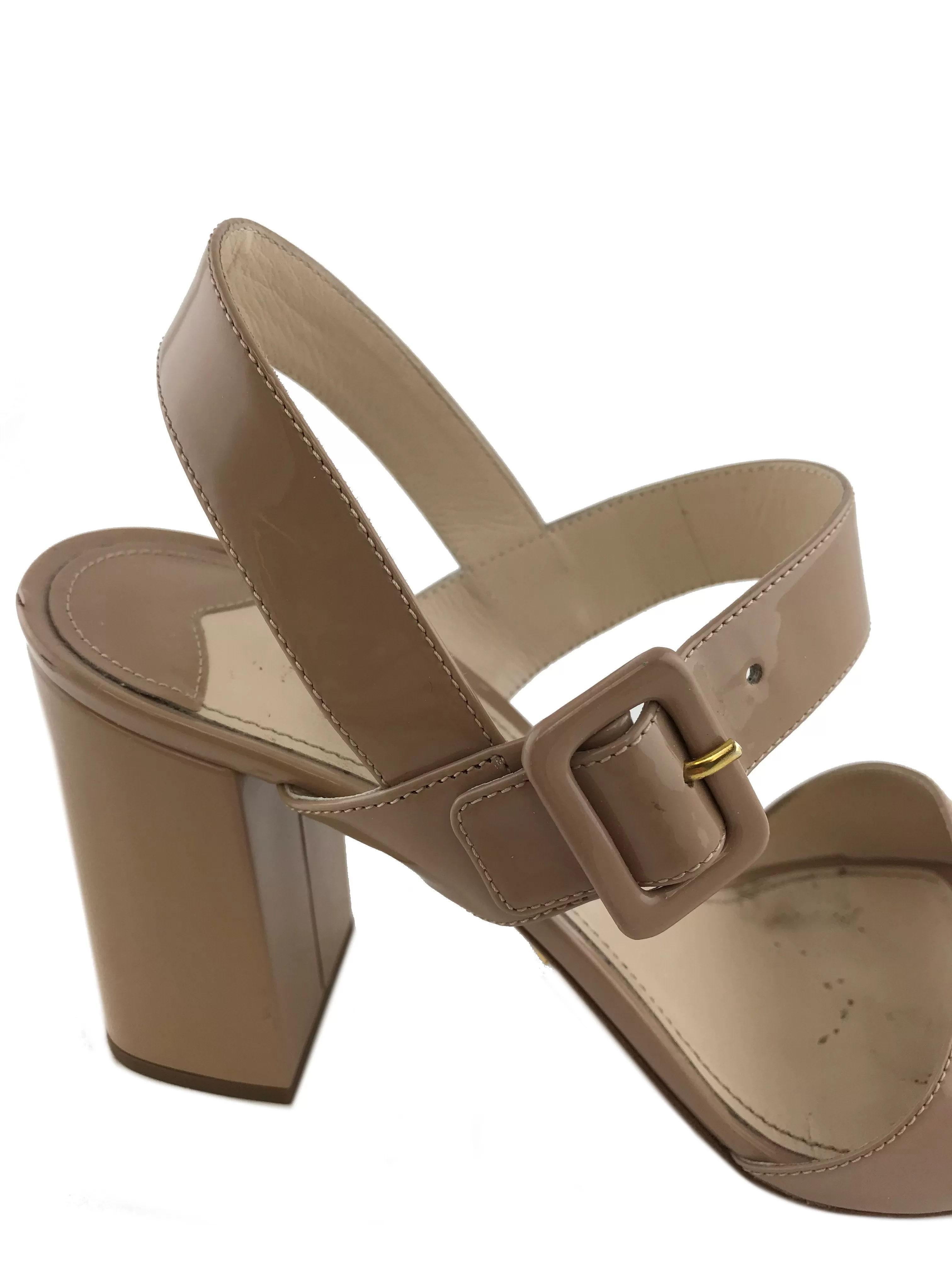 Prada Buckle Patent City Sandals Size 9