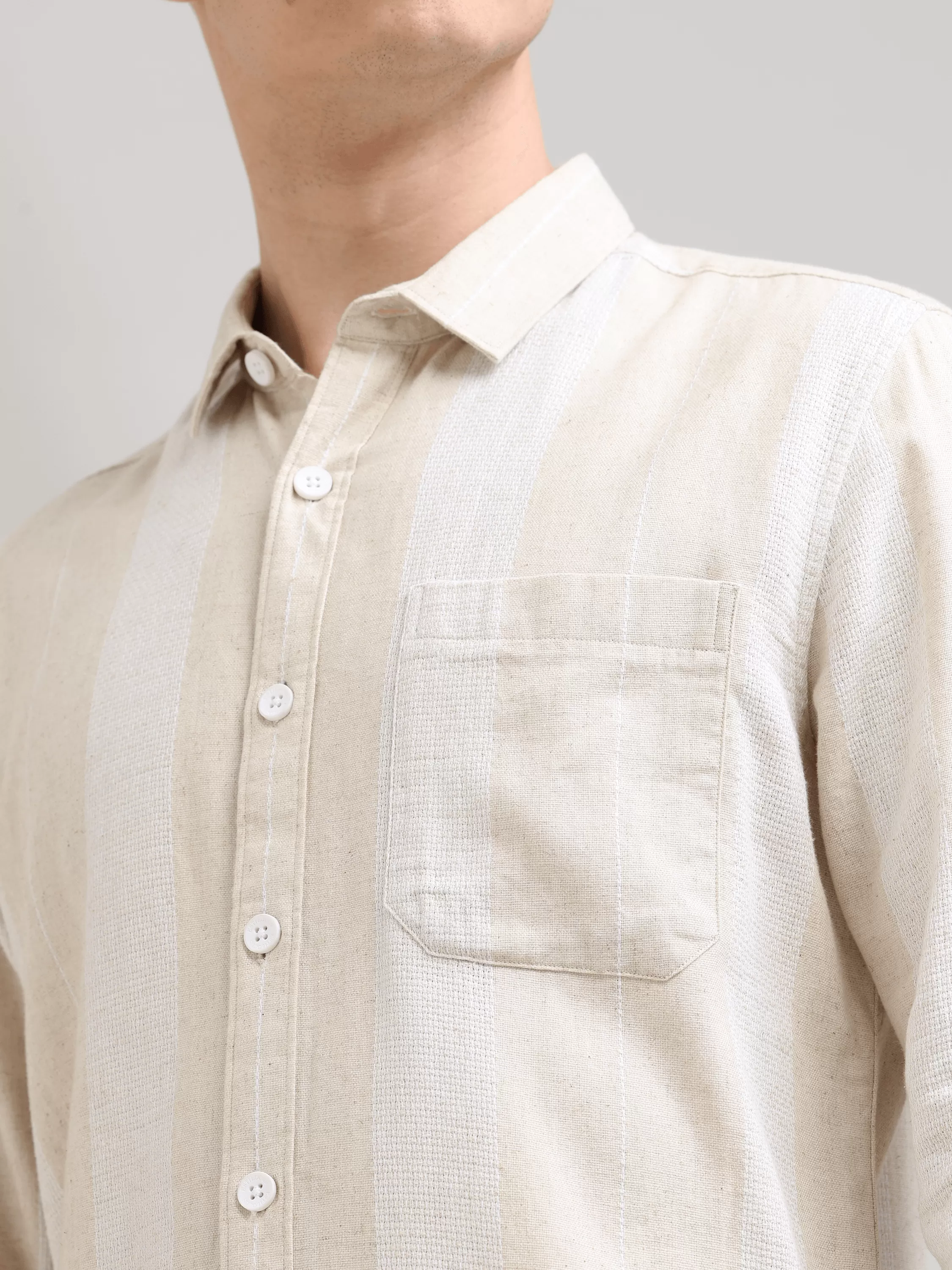 Pure cotton cream&white Casual shirt