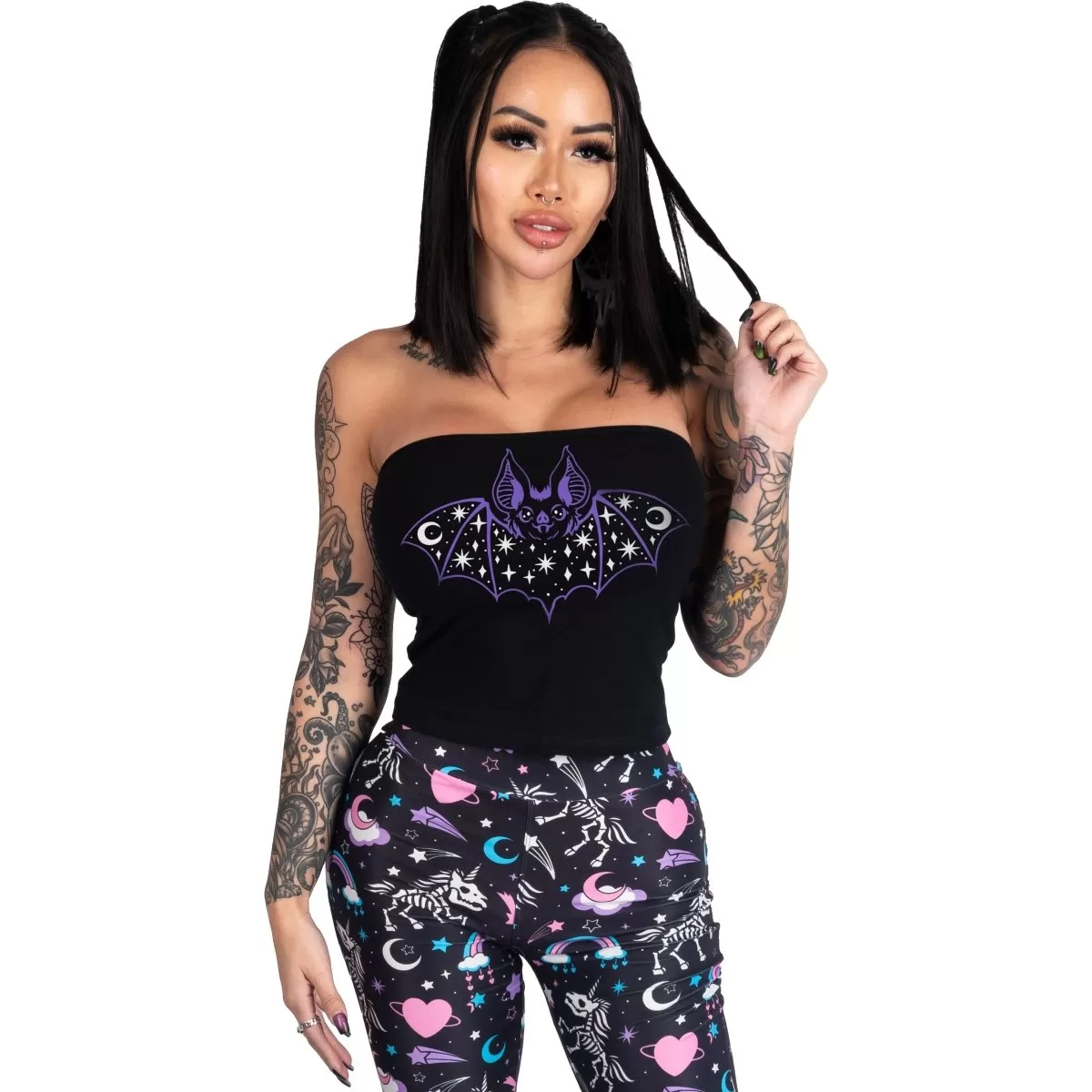 Purple Mystic Bat Corset Lace-Up Tee