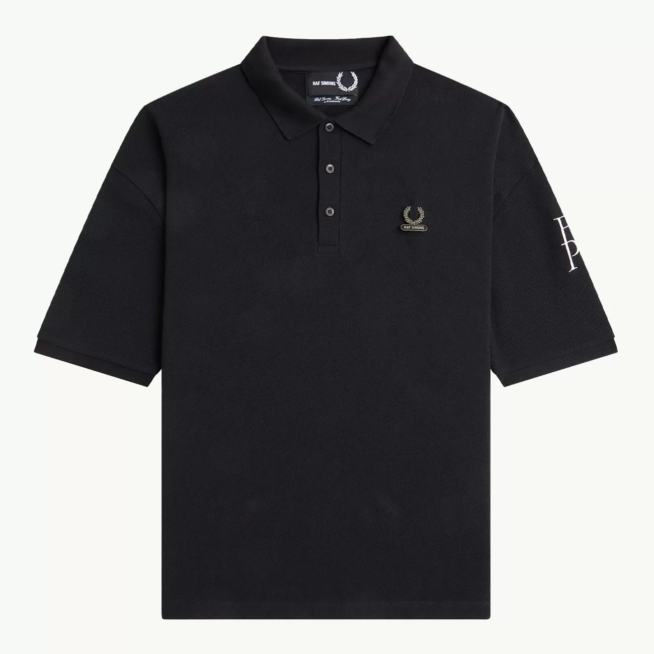 RAF SIMONS X FP PRINTED OVER SIZED POLO SHIRT BLACK