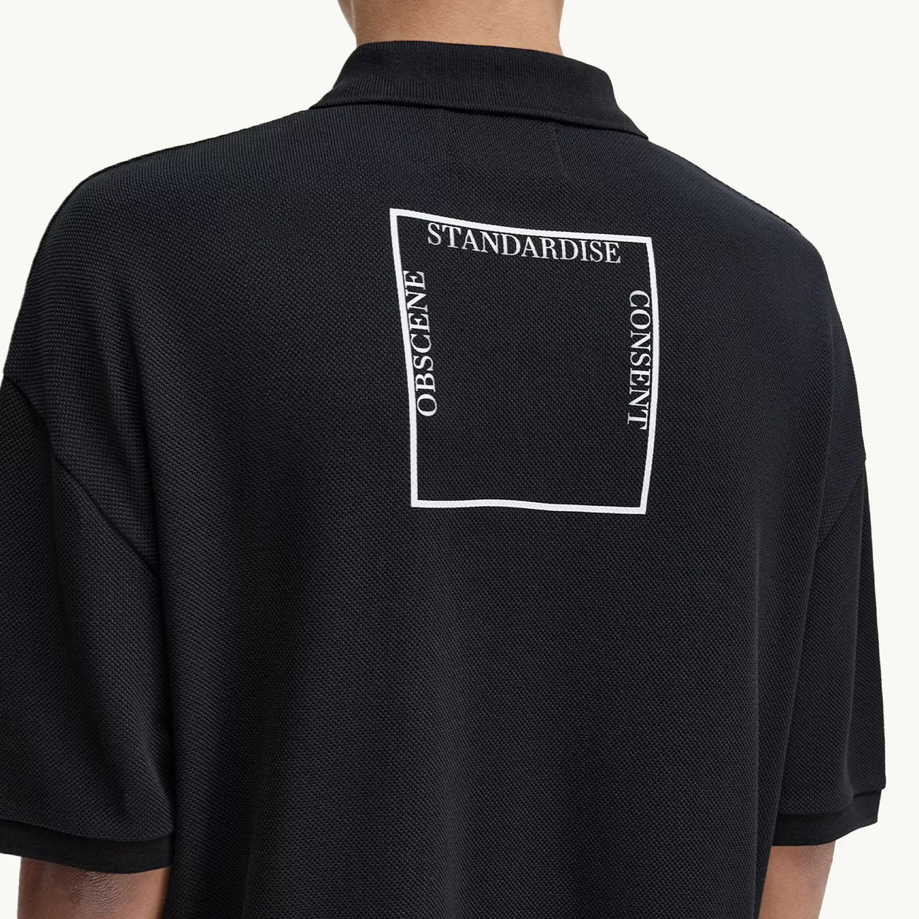 RAF SIMONS X FP PRINTED OVER SIZED POLO SHIRT BLACK