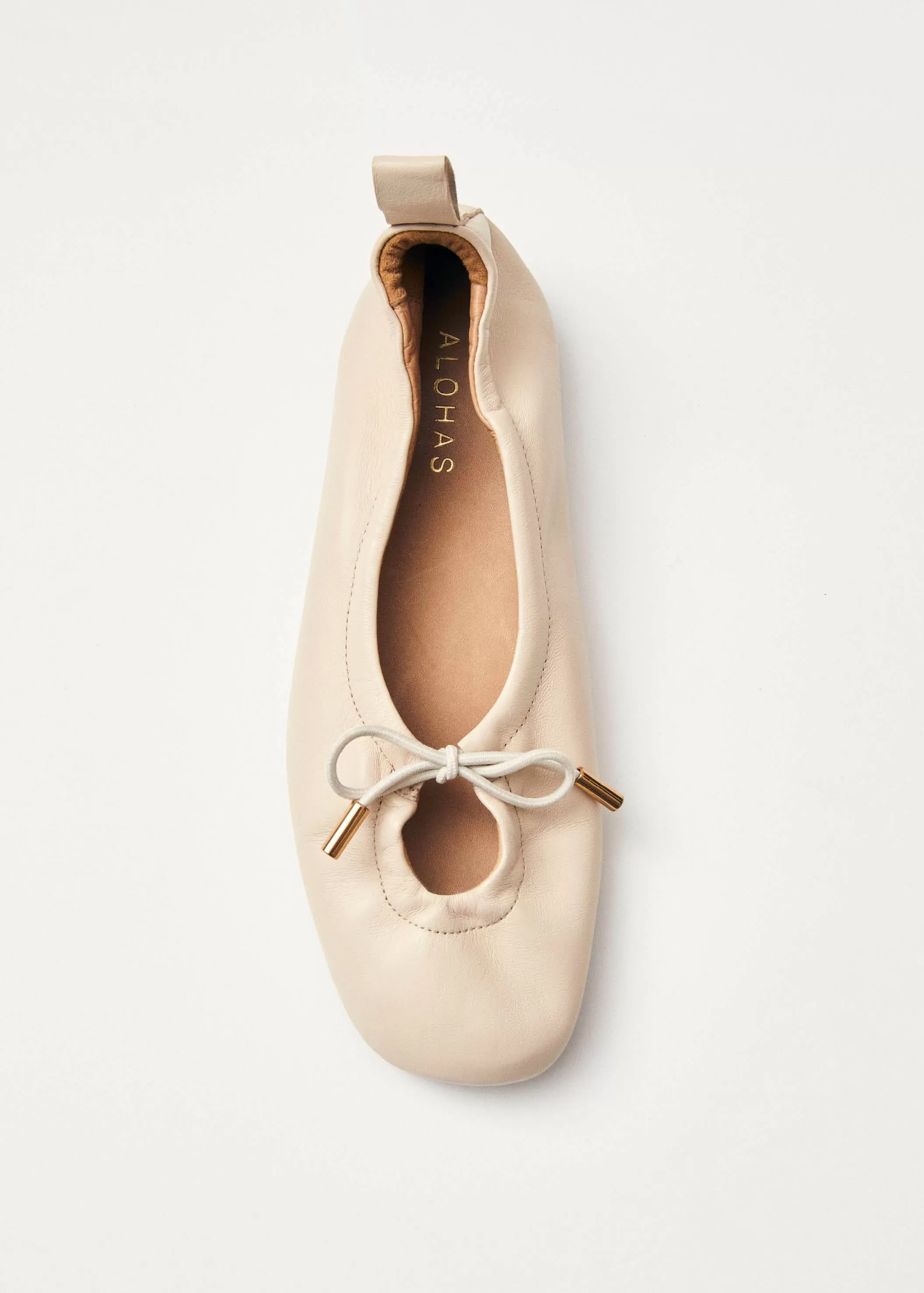 Rosalind Cream Leather Ballet Flats