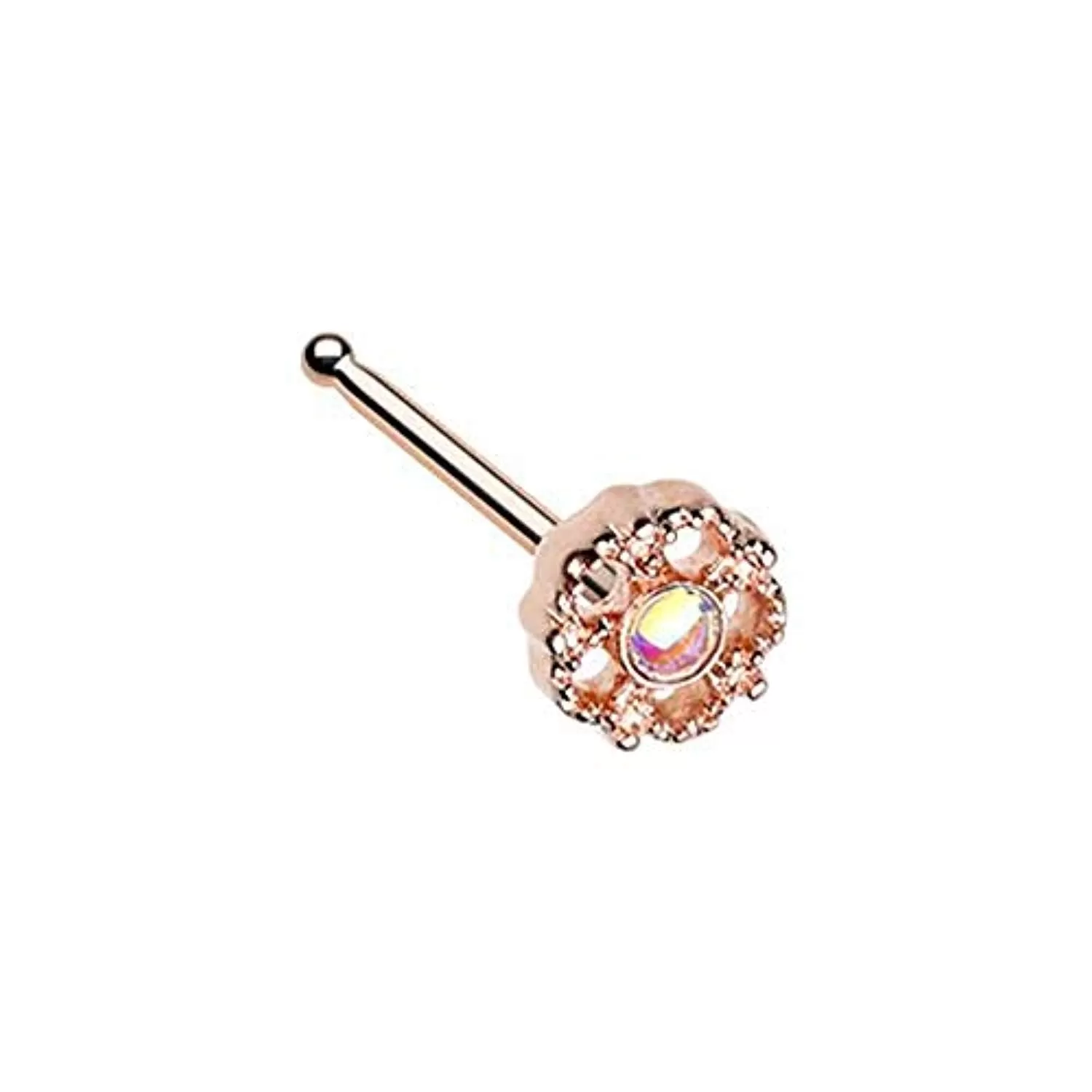 Rose Gold Illuminating Lotus Ornate WildKlass Nose Stud Ring