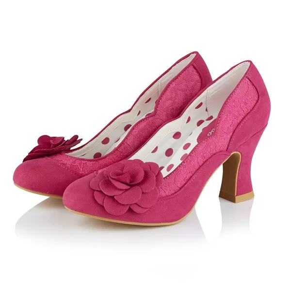 Ruby Shoo Chrissie Fuchsia Heeled Corsage Court Shoes