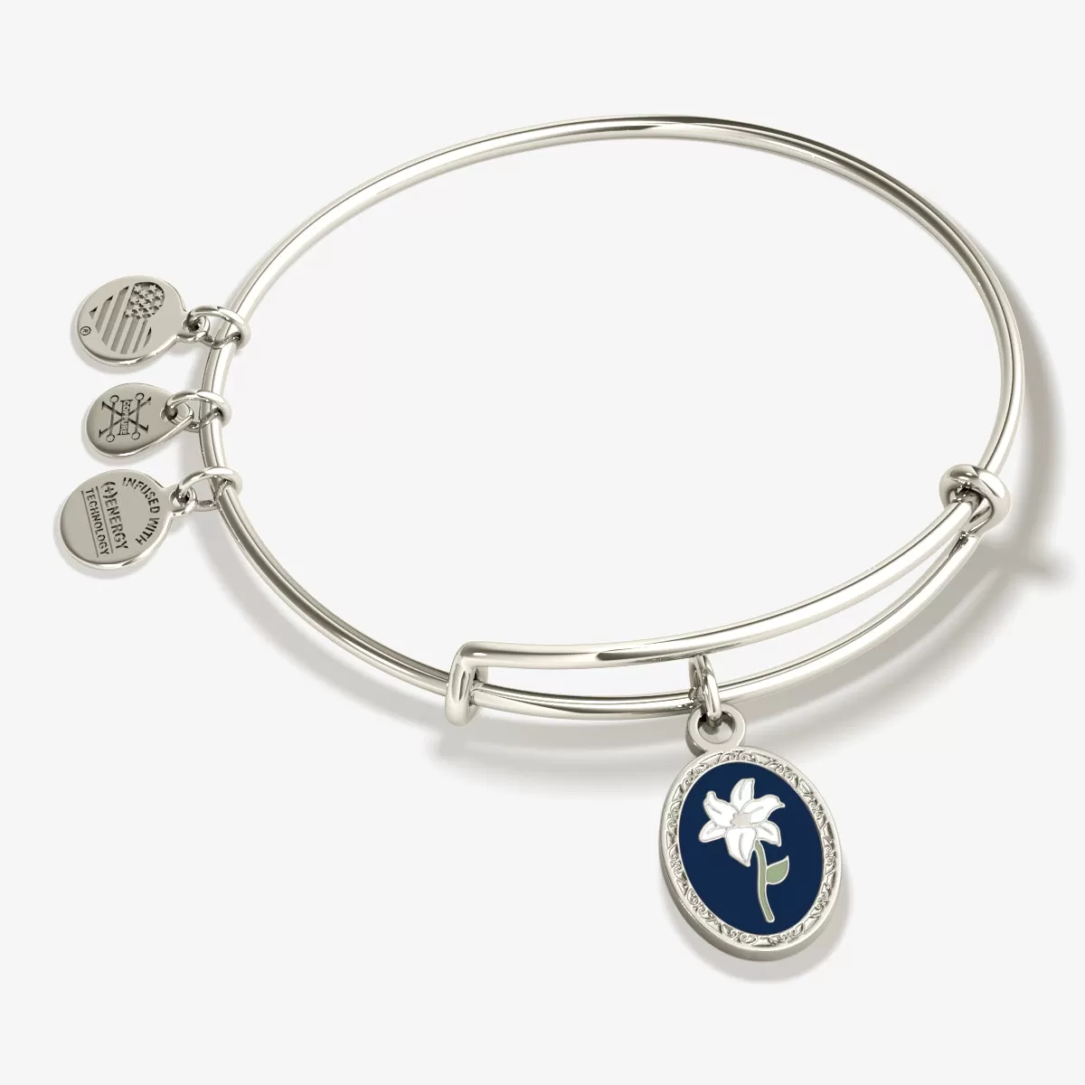 'Sending Love' Flower Charm Bangle Bracelet