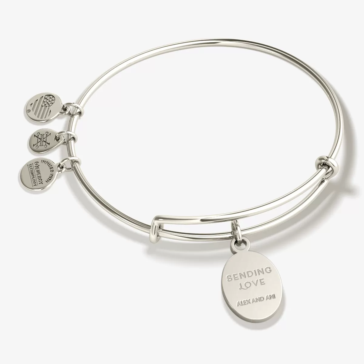 'Sending Love' Flower Charm Bangle Bracelet