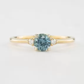 Sofia Ring 0.90ct Blue Green Round Montana Sapphire (One of a kind)