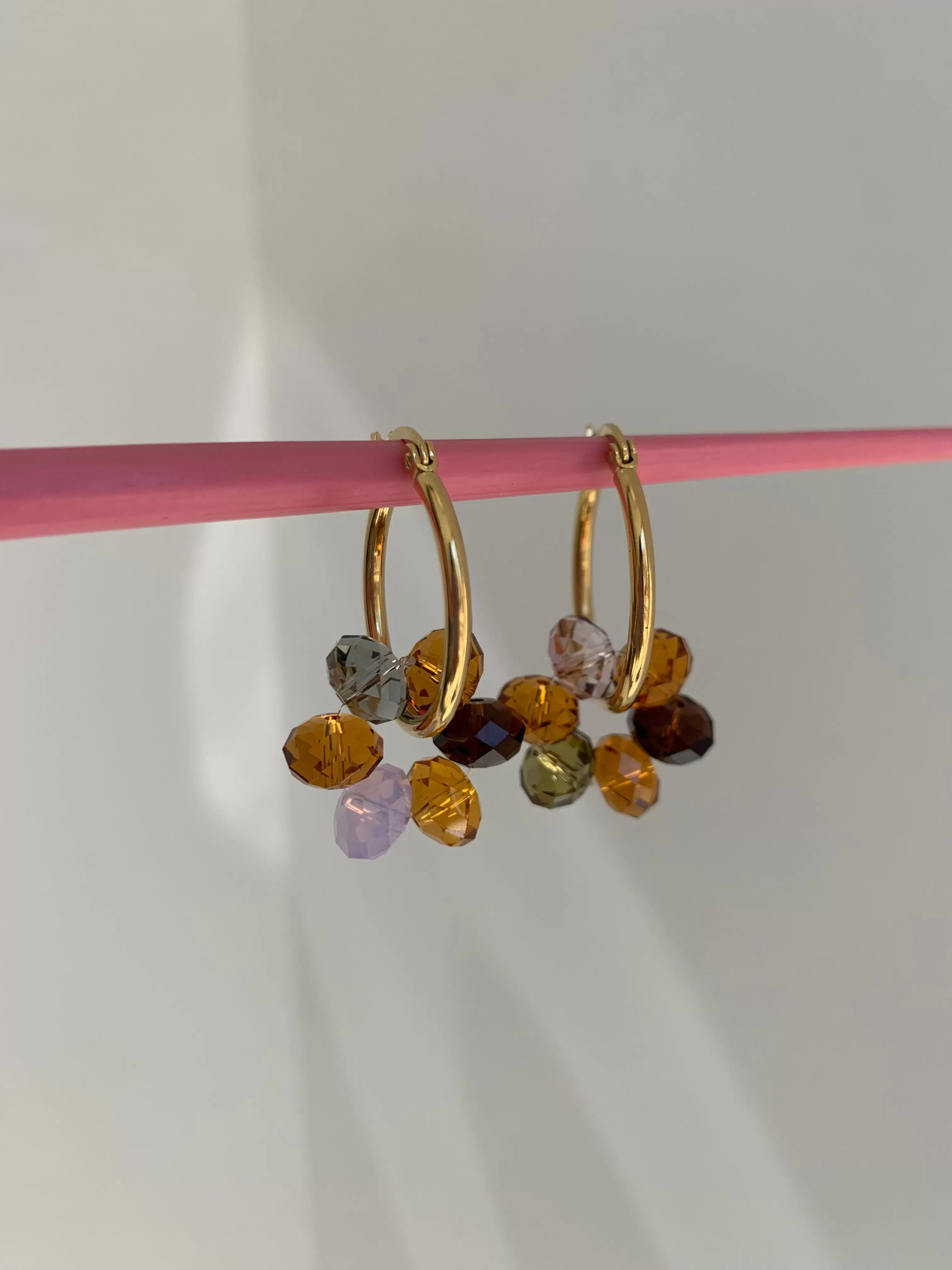 SWAROVSKI FLOWER GOLD MEDIUM HOOPS