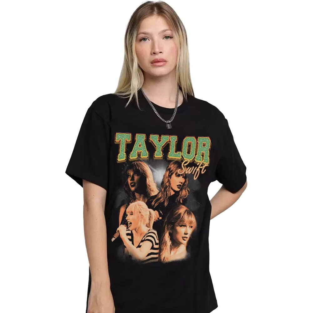 Taylor Swift Green Orange Vintage Tee - Black