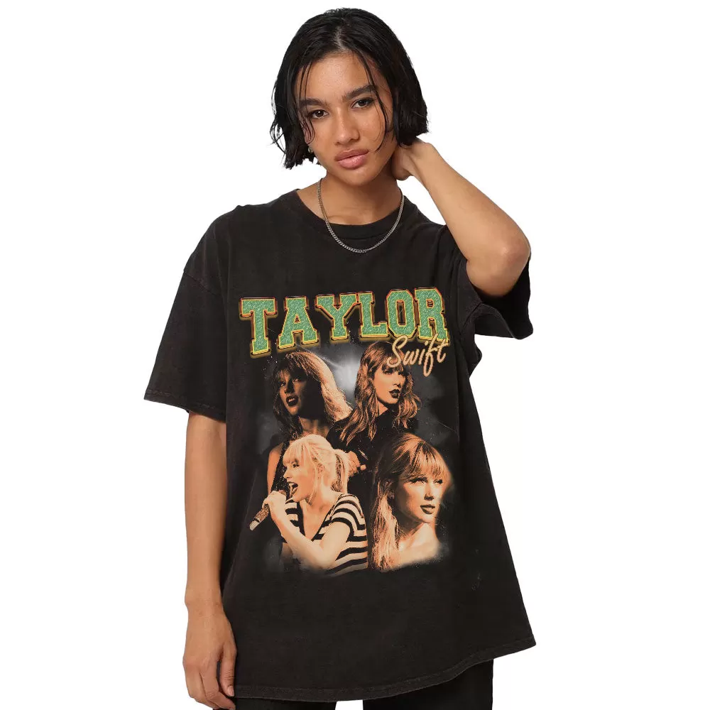 Taylor Swift Green Orange Vintage Tee - Black