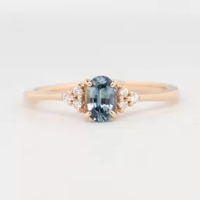 Teresa Ring - 6x4mm 0.60ct Teal Blue Montana Sapphire, 14k Rose Gold