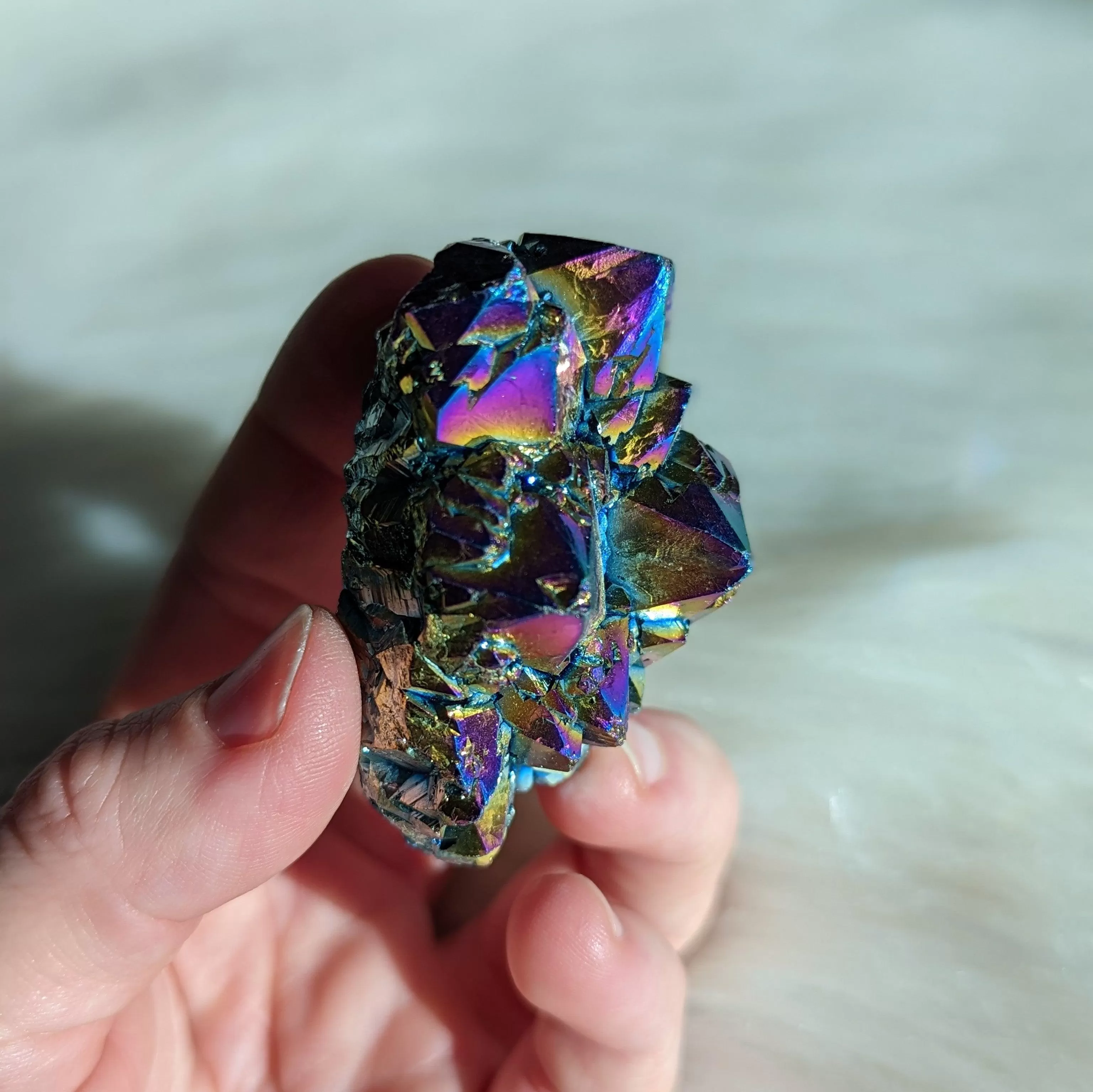 Titanium Rainbow Aura Amethyst Cluster #4 ~ Vibrant and Energetic