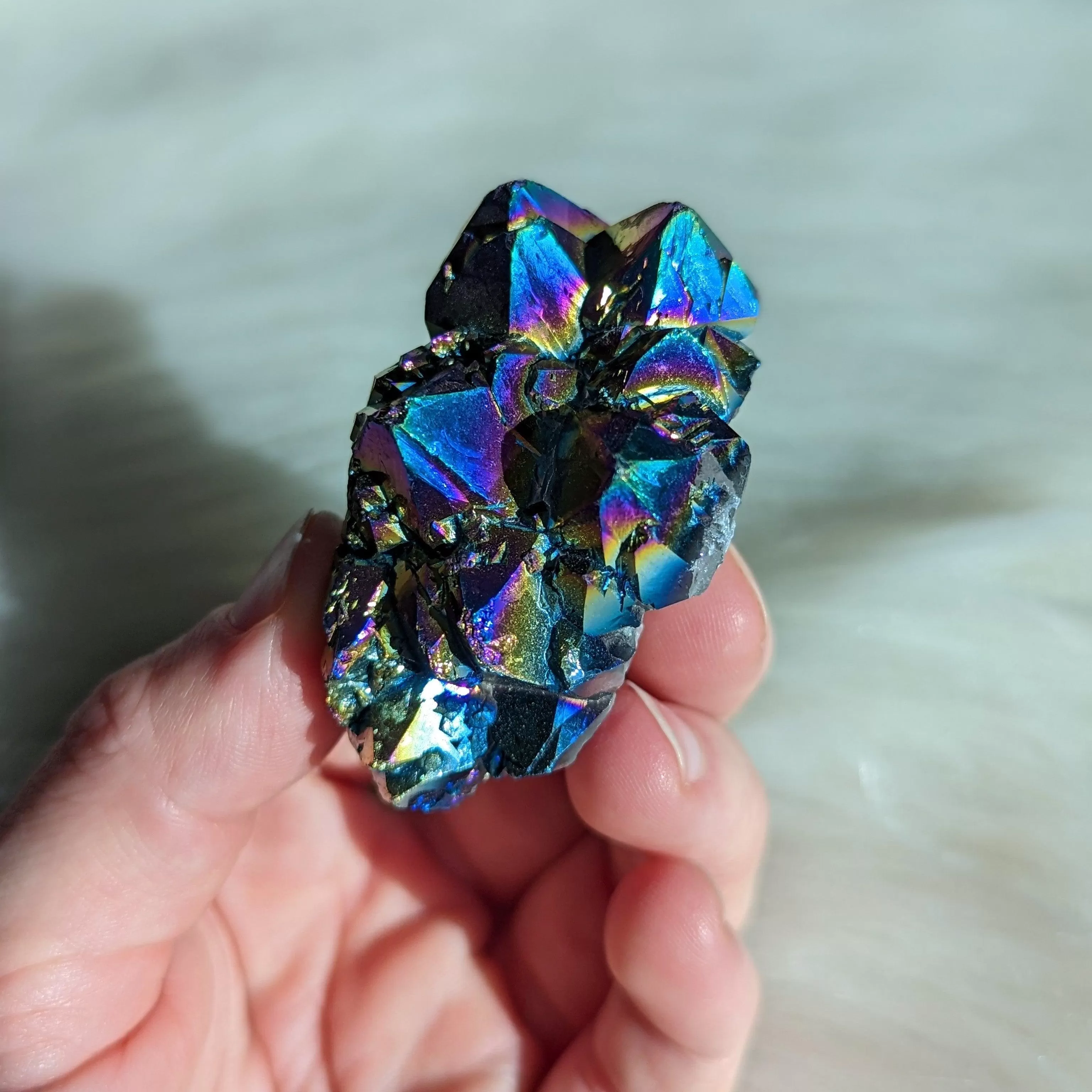 Titanium Rainbow Aura Amethyst Cluster #4 ~ Vibrant and Energetic