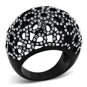 TK1003 IP Black(Ion Plating) Stainless Steel Ring with Top Grade Crystal in Light Sapphire