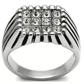 TK363 High polished (no plating) Stainless Steel Ring with Top Grade Crystal in Clear