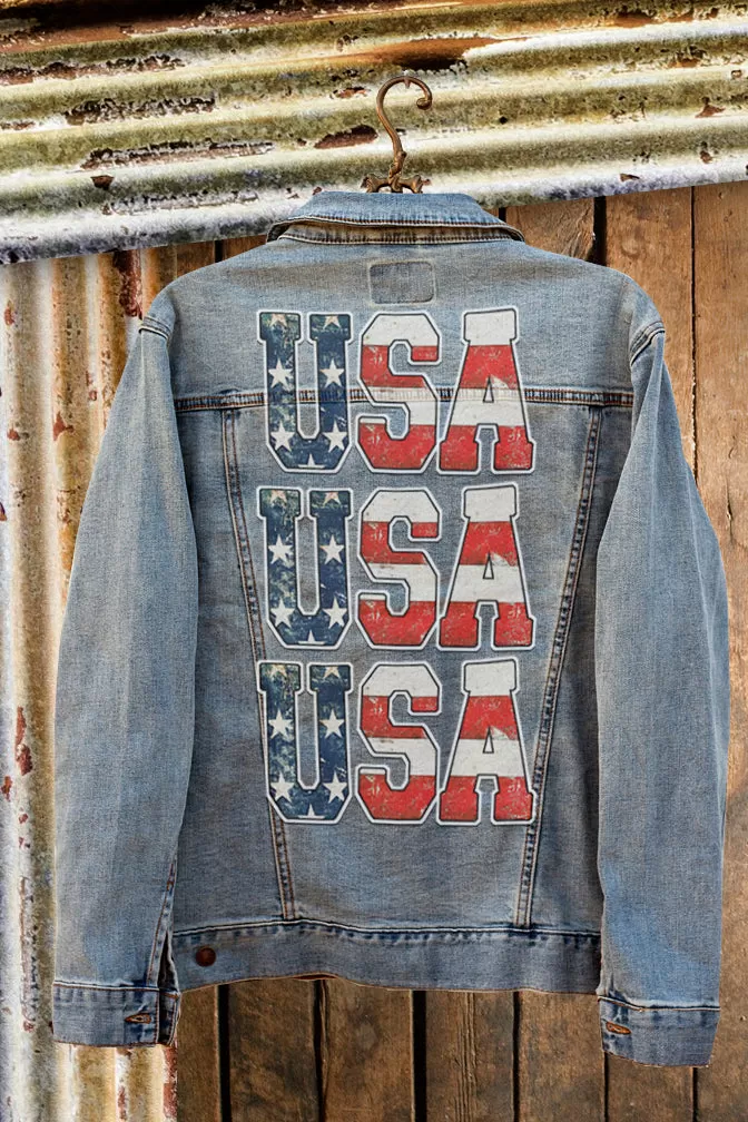 USA American Flag Denim Jacket