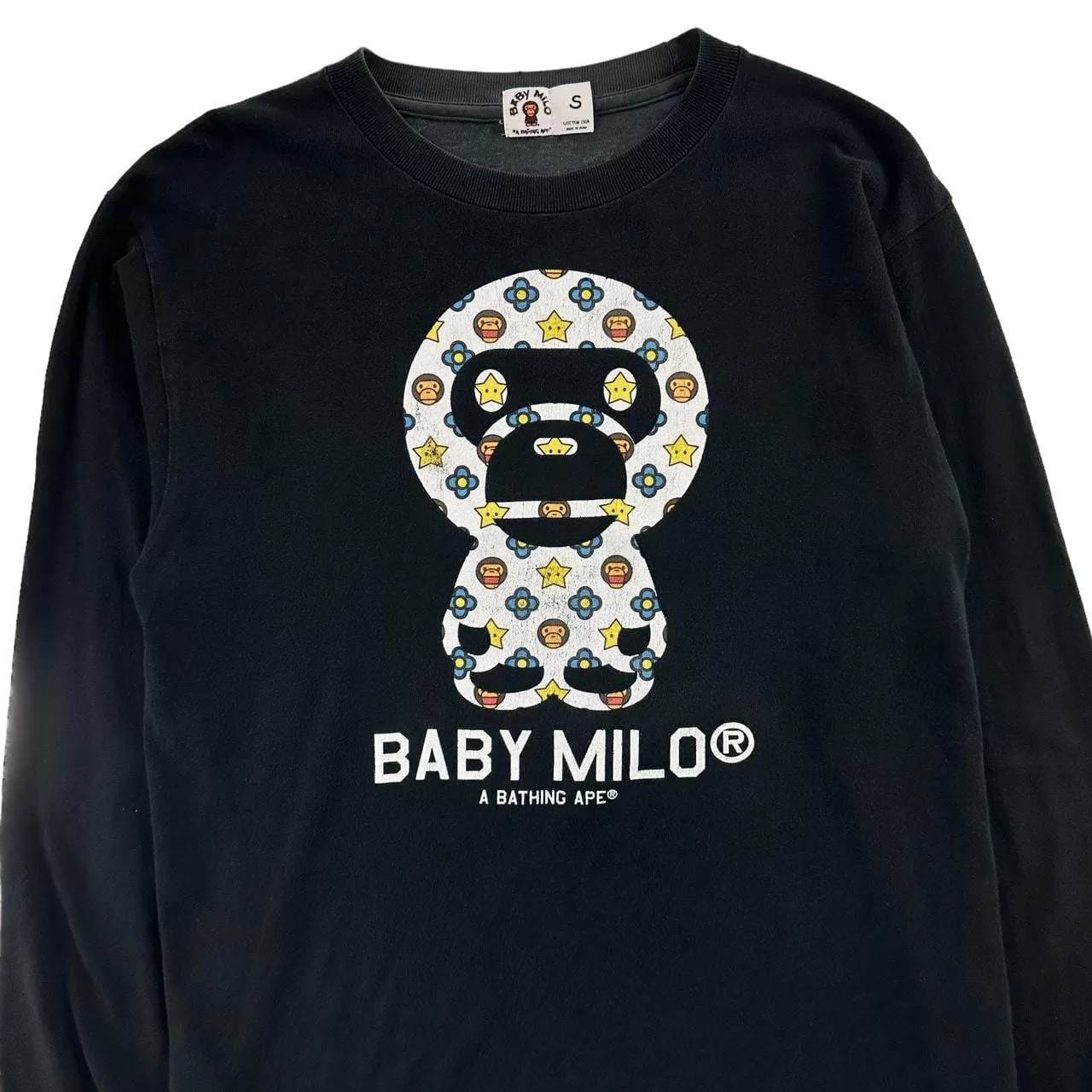 Vintage Bape baby milo monogram long sleeve t shirt size XS