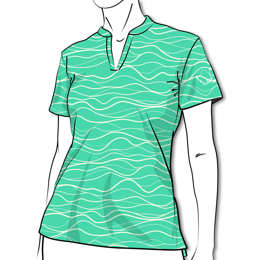 Wavy Seafoam - OGA Ladies Polo - Seafoam Green