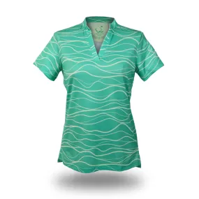 Wavy Seafoam - OGA Ladies Polo - Seafoam Green