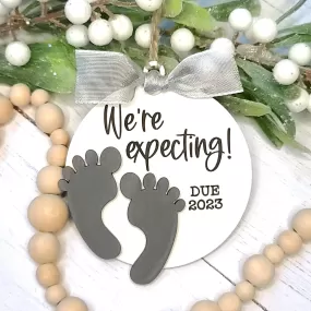 We're Expecting Pregnancy Christmas Ornament | Personalized Laser Cut Wood Ornament