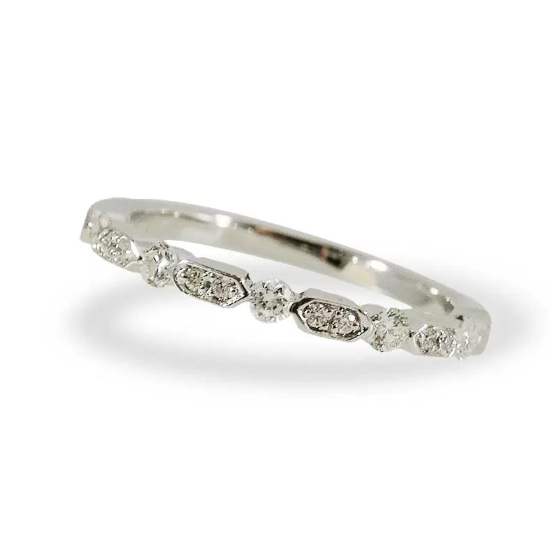 White Gold Diamond Sequence Ring