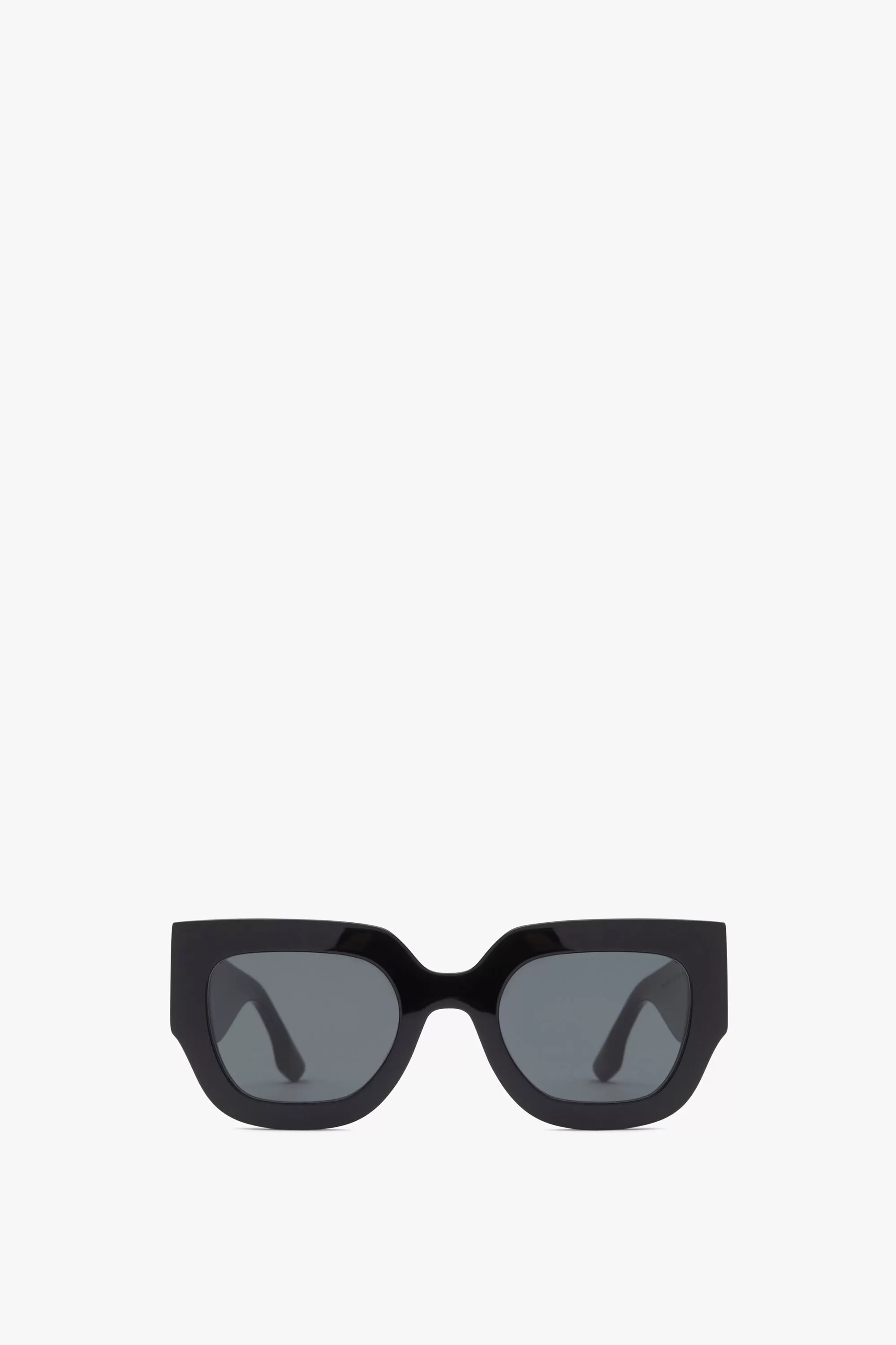 Wide Flat Square Sunglasses in Black