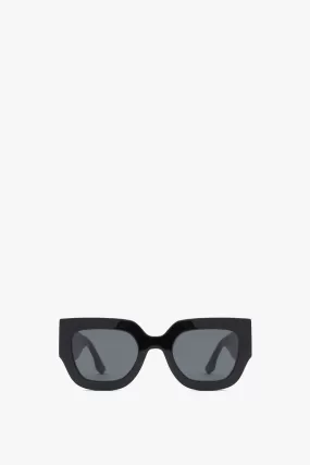 Wide Flat Square Sunglasses in Black