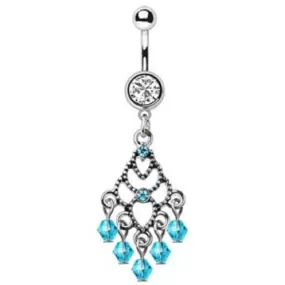 WILDKLASS 316L Stainless Steel Aqua Chandelier Dangle Navel Ring