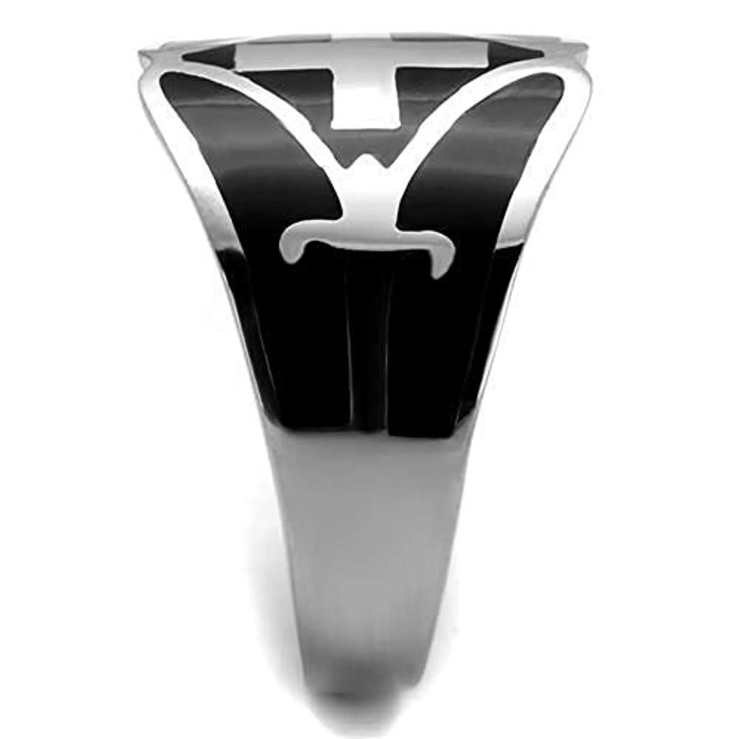 WildKlass Stainless Steel Ring High Polished Men Epoxy Jet