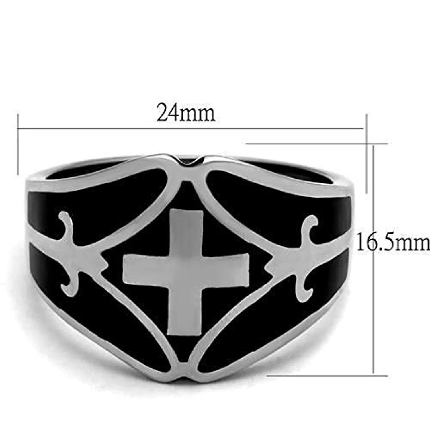 WildKlass Stainless Steel Ring High Polished Men Epoxy Jet