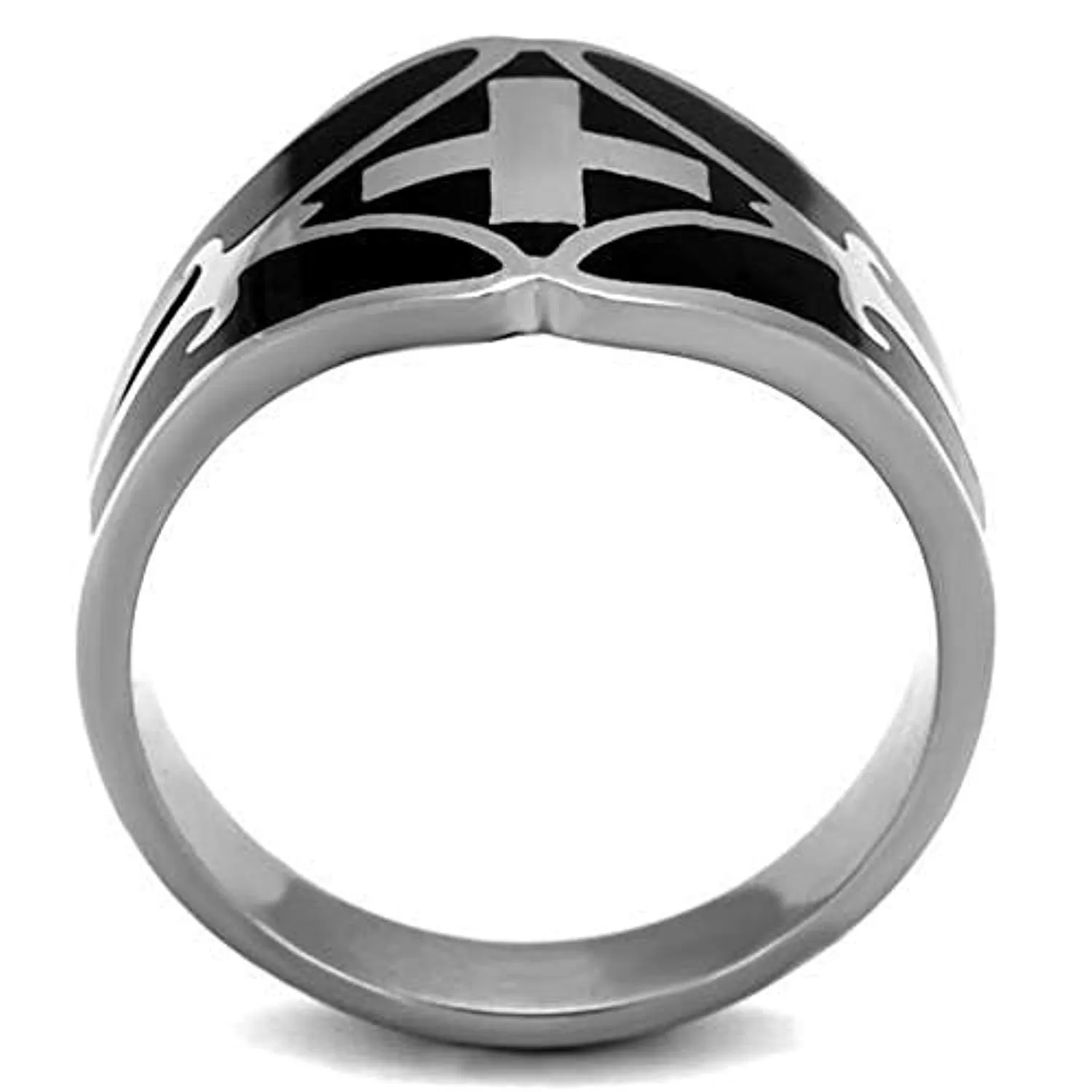 WildKlass Stainless Steel Ring High Polished Men Epoxy Jet