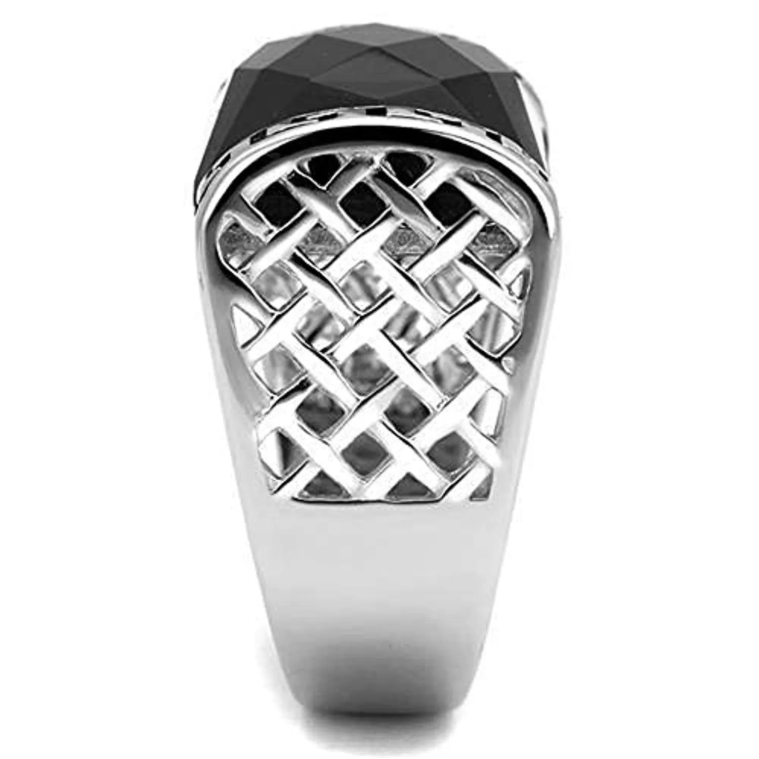 WildKlass Stainless Steel Ring High Polished Men Synthetic Jet