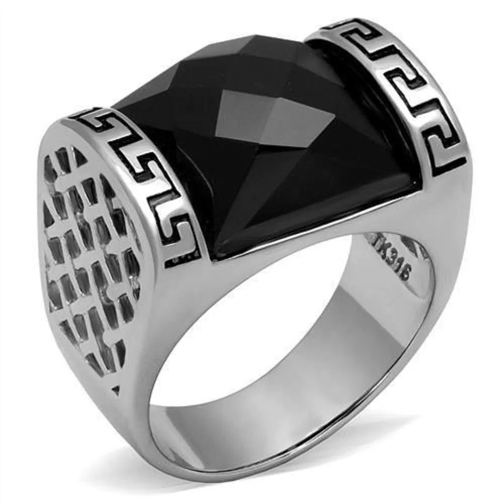 WildKlass Stainless Steel Ring High Polished Men Synthetic Jet