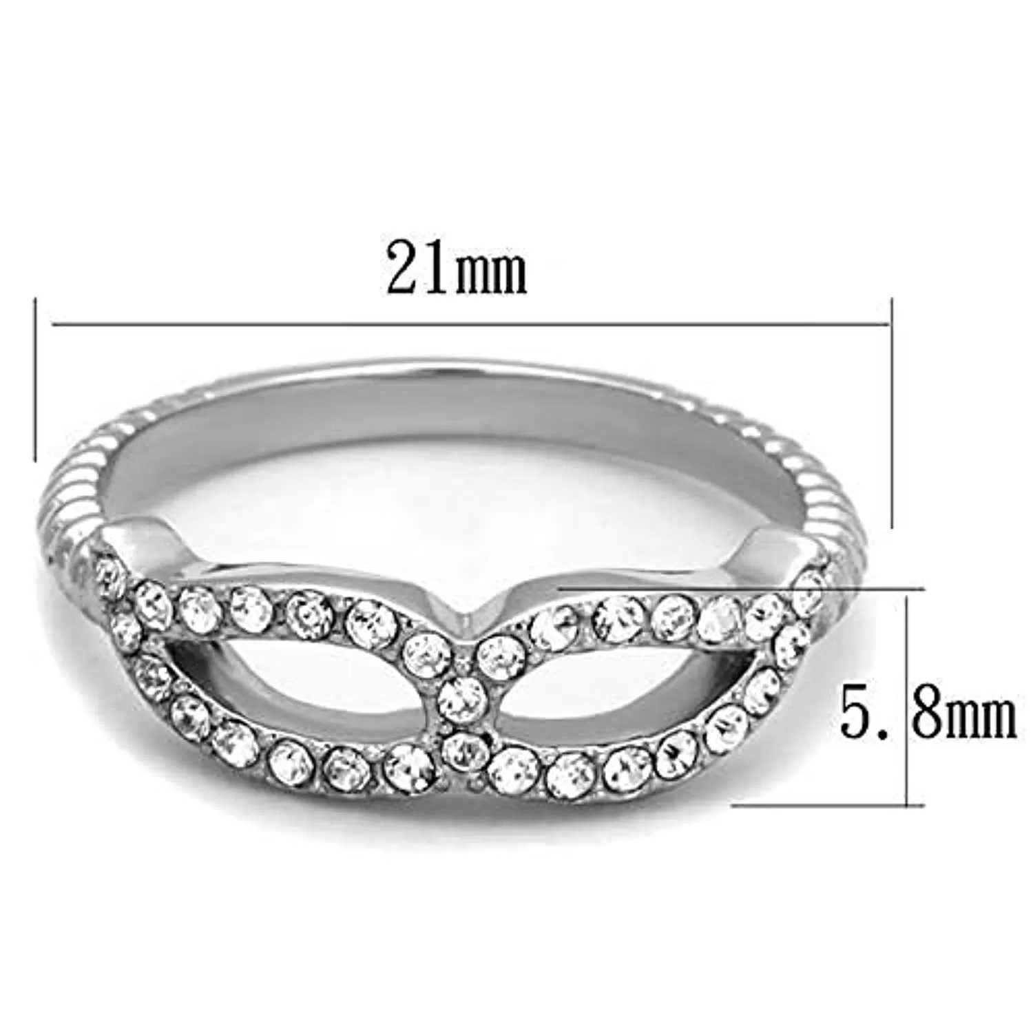 WildKlass Stainless Steel Ring High Polished (no Plating) Women Top Grade Crystal Clear