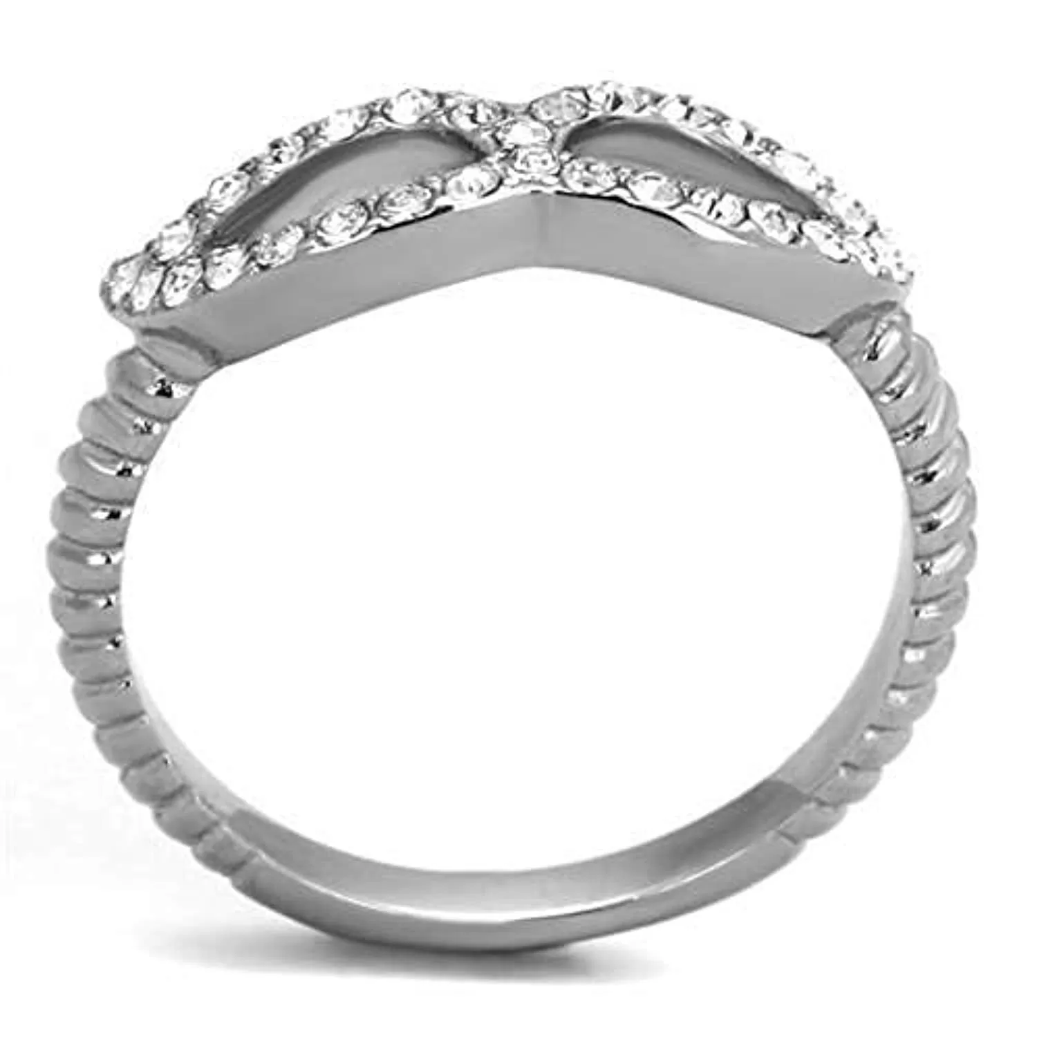 WildKlass Stainless Steel Ring High Polished (no Plating) Women Top Grade Crystal Clear