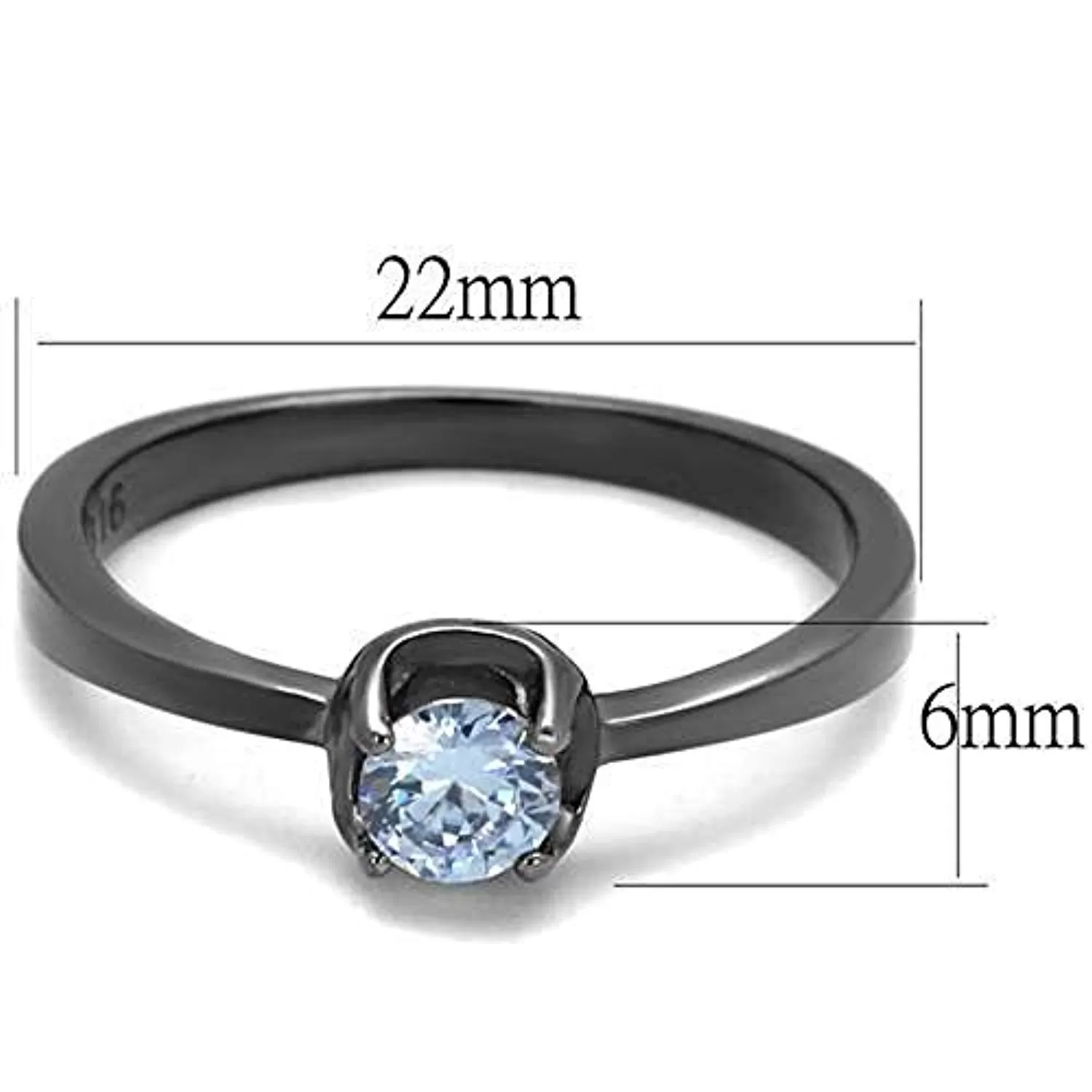 WildKlass Stainless Steel Ring IP Light Black (IP Gun) Women AAA Grade CZ Light Amethyst