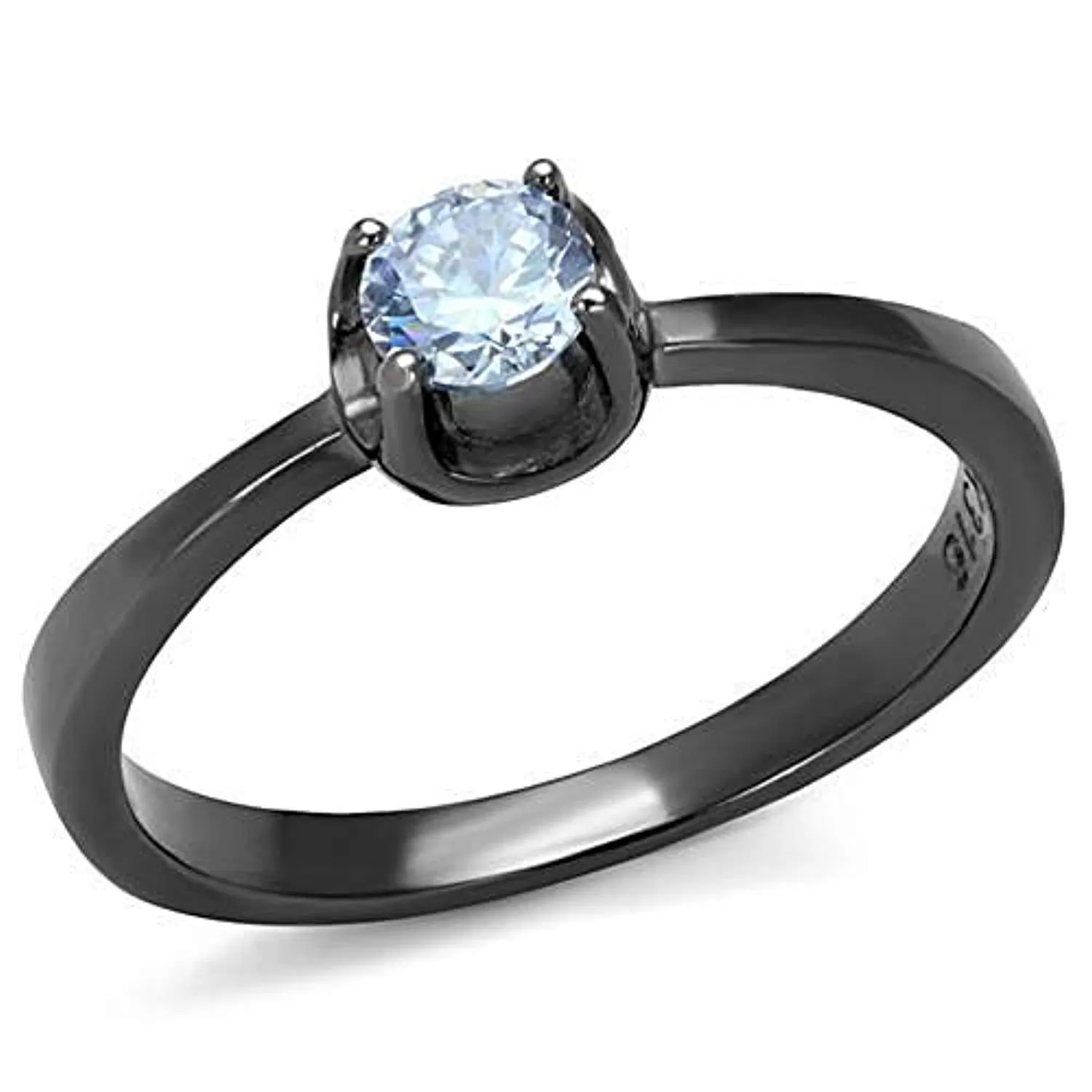 WildKlass Stainless Steel Ring IP Light Black (IP Gun) Women AAA Grade CZ Light Amethyst