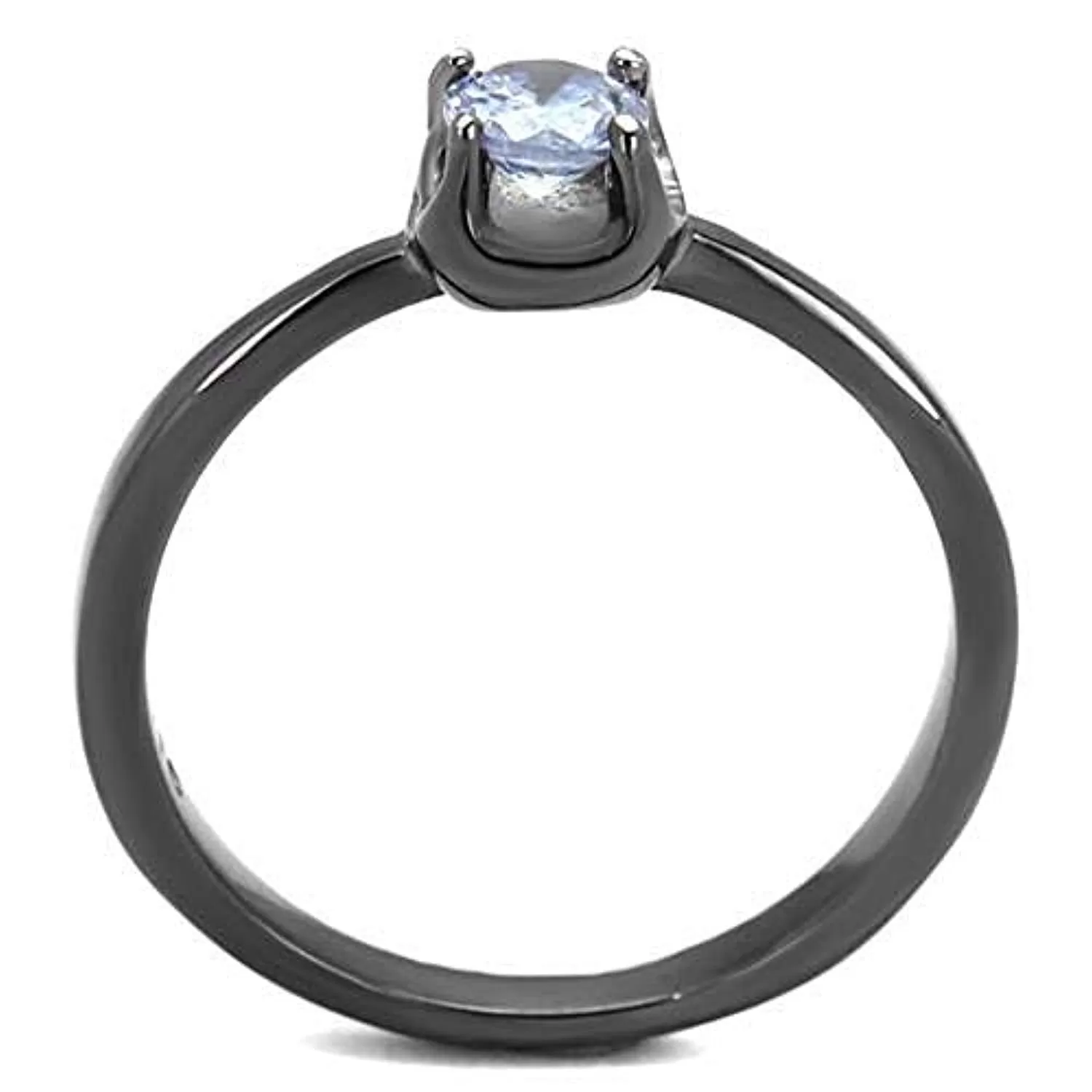 WildKlass Stainless Steel Ring IP Light Black (IP Gun) Women AAA Grade CZ Light Amethyst