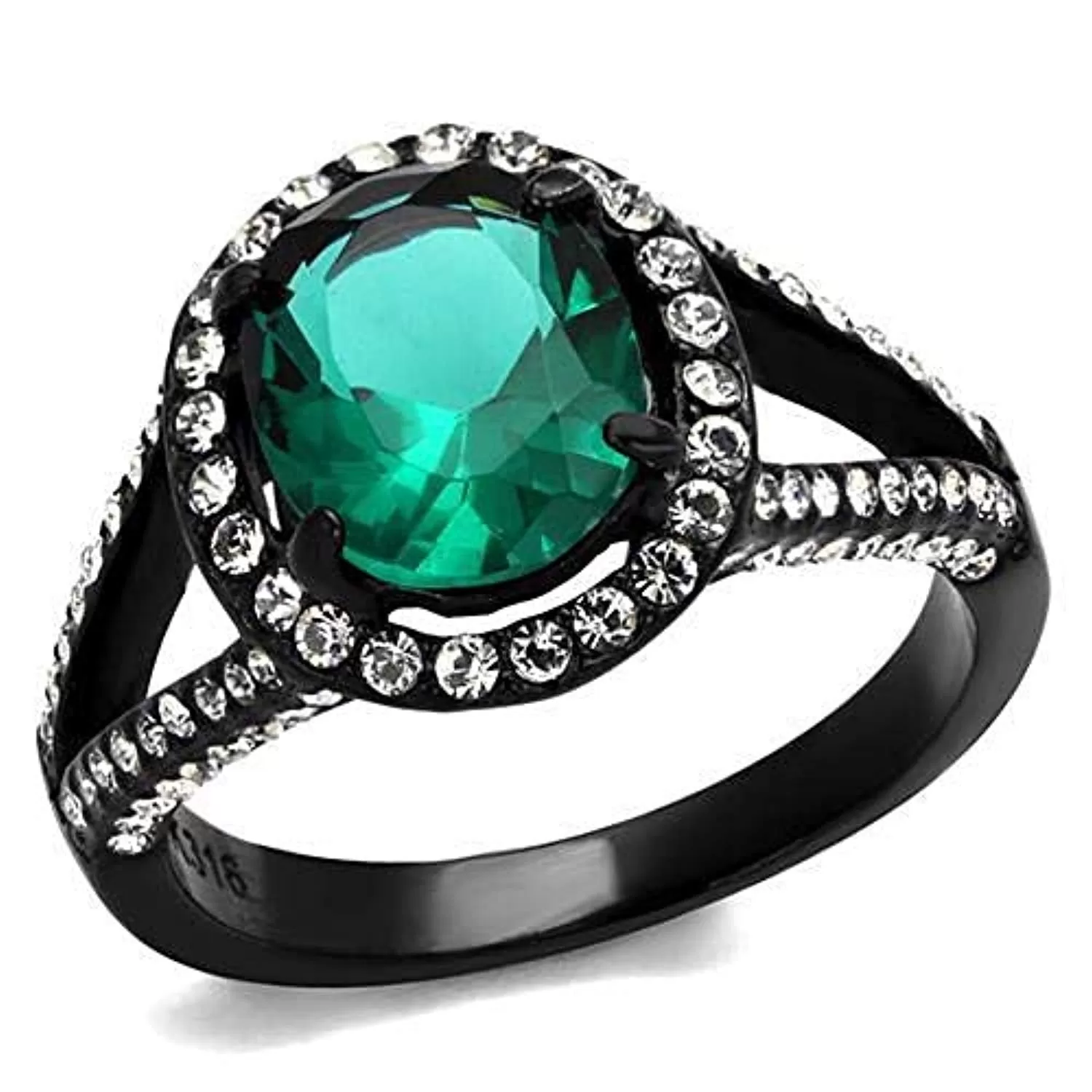 WildKlass Stainless Steel Ring IP Women Synthetic Blue Zircon