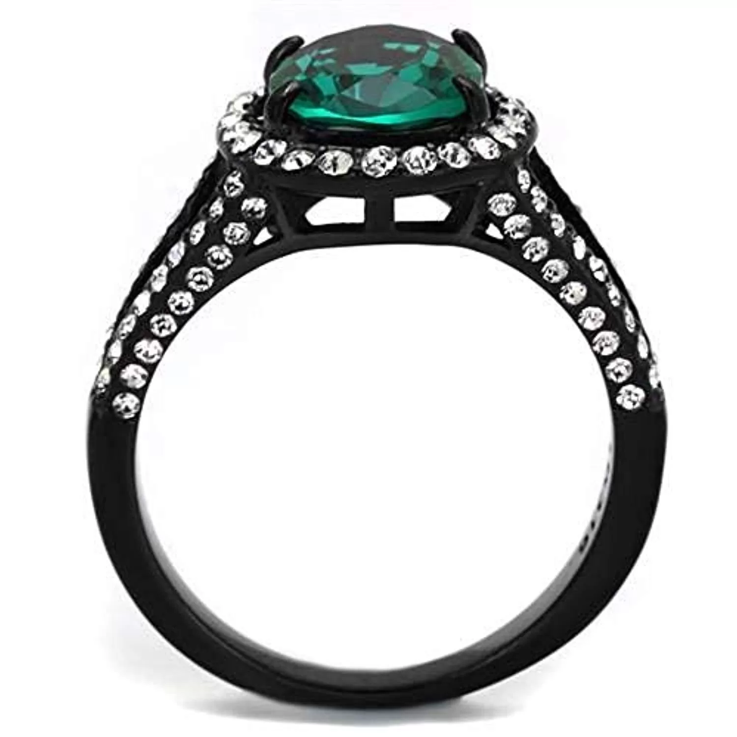 WildKlass Stainless Steel Ring IP Women Synthetic Blue Zircon