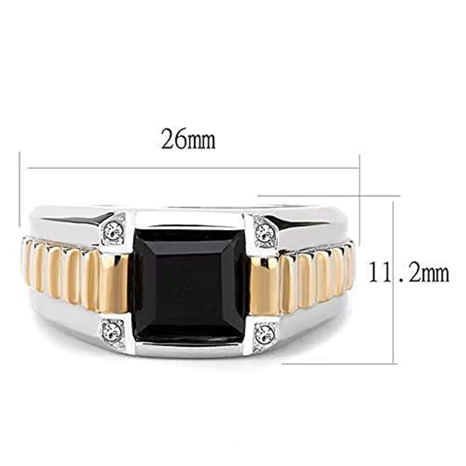 WildKlass Stainless Steel Ring Two-Tone IP Rose Gold Men Synthetic Jet